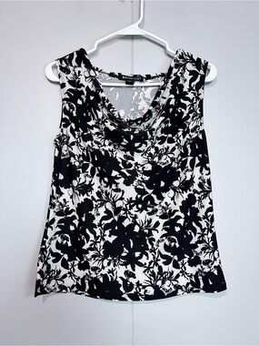 Impress! Black & White Floral Cowl Neck Tank – XL